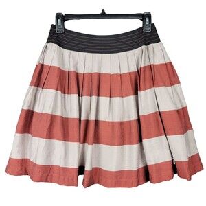 Anthropologie COREY LYNN CALTER Red Gray Stripe Skirt Preppy Academia SIZE 0